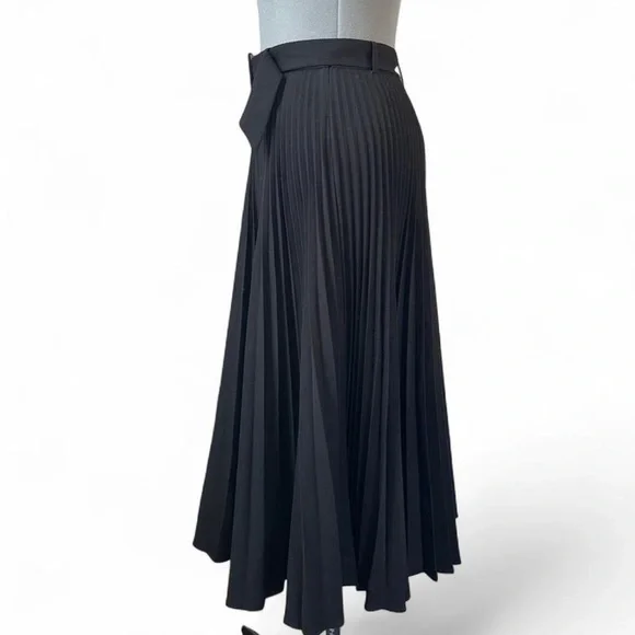 Zara black pleated midi skirt with belt size M goth grunge dark academia witchy - Picture 4 of 8